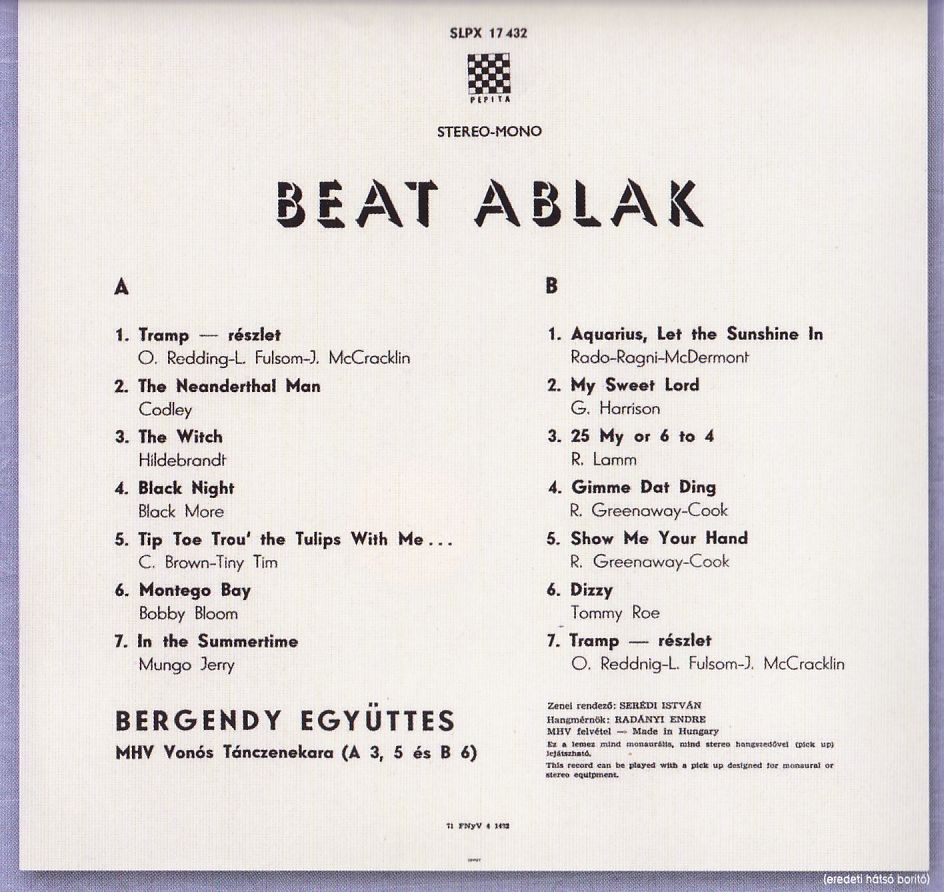 Bergendy - Beat ablak - világslágerek (CD) Bergendy - Beat ablak - világslágerek (CD)